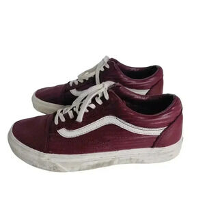 Vans Maroon Burgundy Faux Leather Sk8 Vans Women's Size 8.5